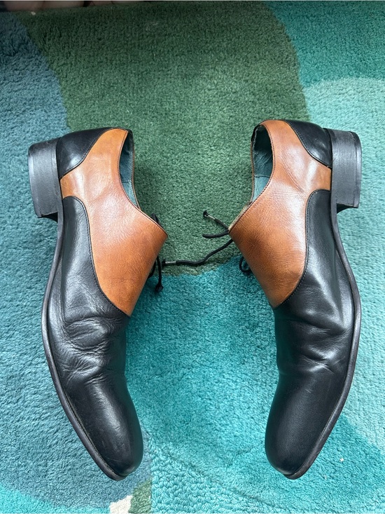 Fluevog VERY GOOD Executor Silvio black, tan, green side-lace leather loafer-12 main image 14